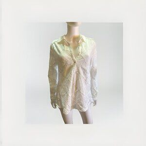 SUNDANCE White Eyelet Lace Crochet Popover Collar Shirt Size Small 100% Cotton